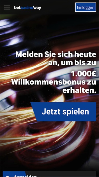 Mobile Casino Lobby von Betway Mobile Casino – Screenshot