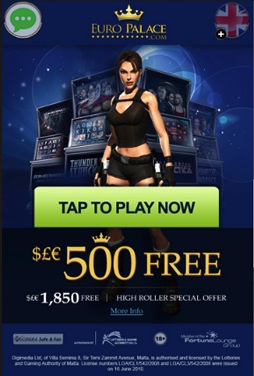 Mobile Casino Lobby von Euro Palace Mobile – Screenshot