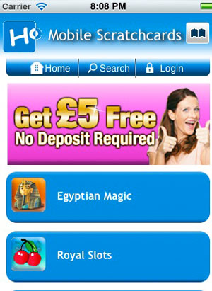 Mobile Casino Lobby von Hopa Mobile – Screenshot